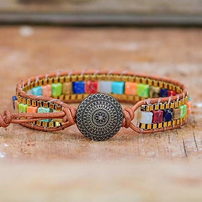 Bracelet Chakra Pierre Empereur | Chaîne carrée en cuivre