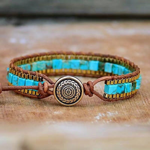 Bracelet Turquoise Pierre Empereur | Chaîne carrée en cuivre