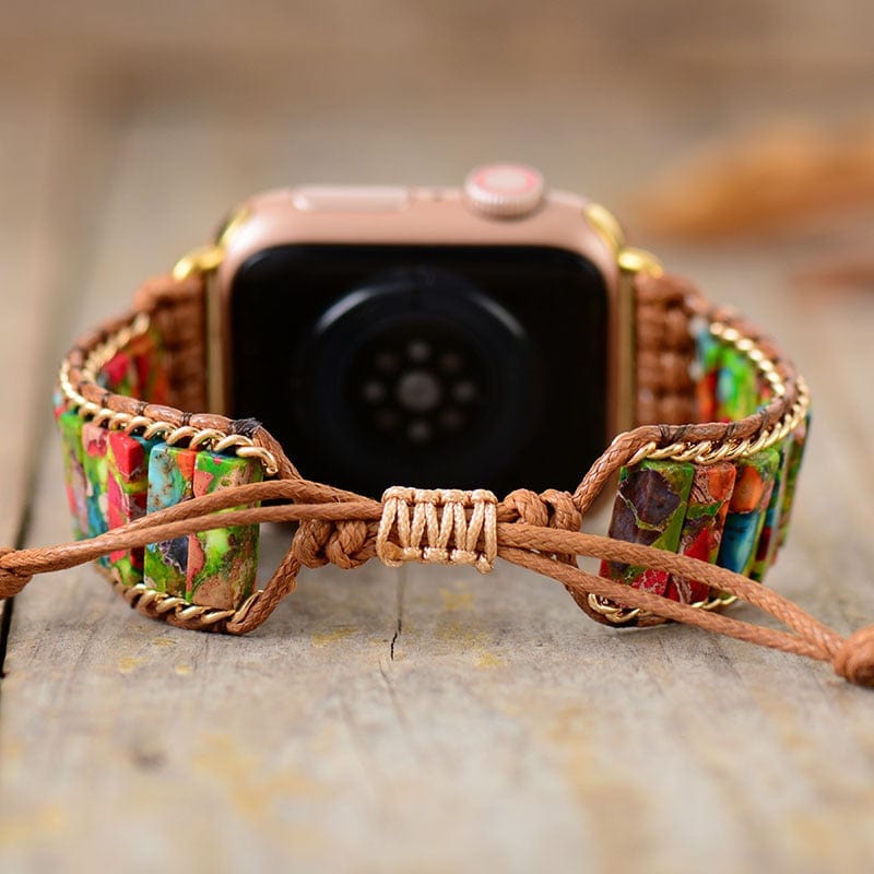 Khalee Samo Blaue Jaspis Apple Watch Wickelarmband | Boho | 100% Handgemacht