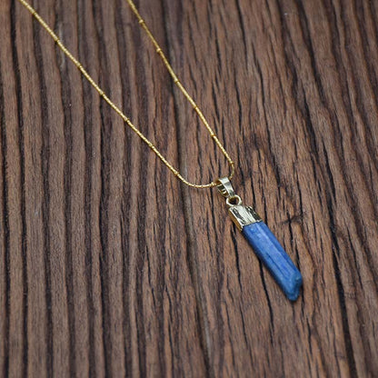 Khalee Samo Blue Stone Necklace Bohemia Pendant Necklace For Women Natural Stone Pendant Necklace