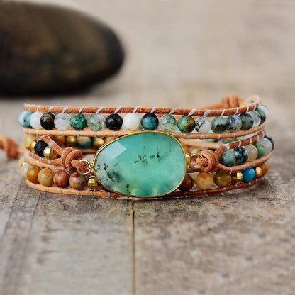 Beruhigendes Jade Wickelarmband | Australischer Jade Stein | Boho