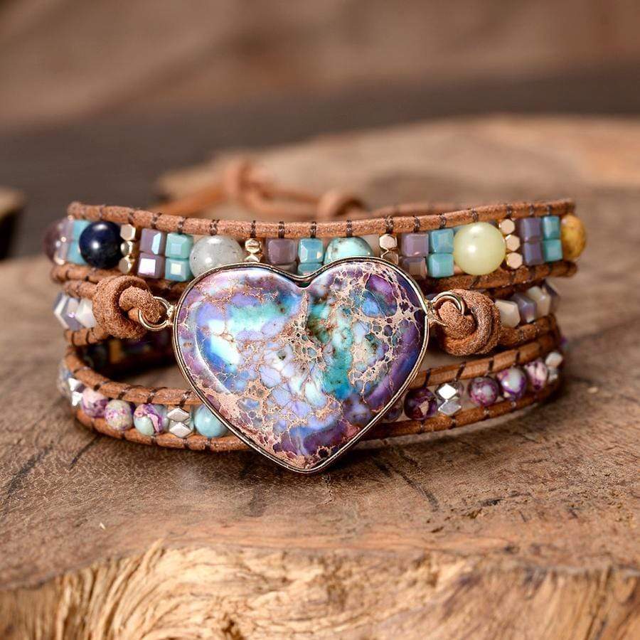 Heilendes Jaspis Herz Wickelarmband | Boho