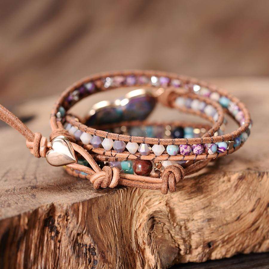 Heilendes Jaspis Herz Wickelarmband | Boho