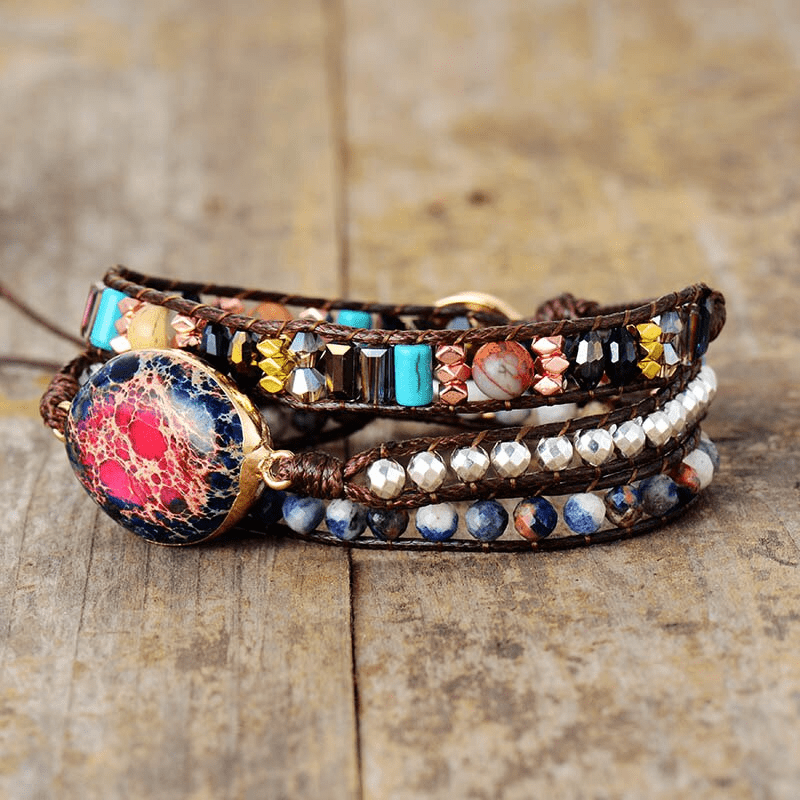 Khalee Samo Kaiserlicher Jaspis Wickelarmband | BOHO | 100% Handgemacht