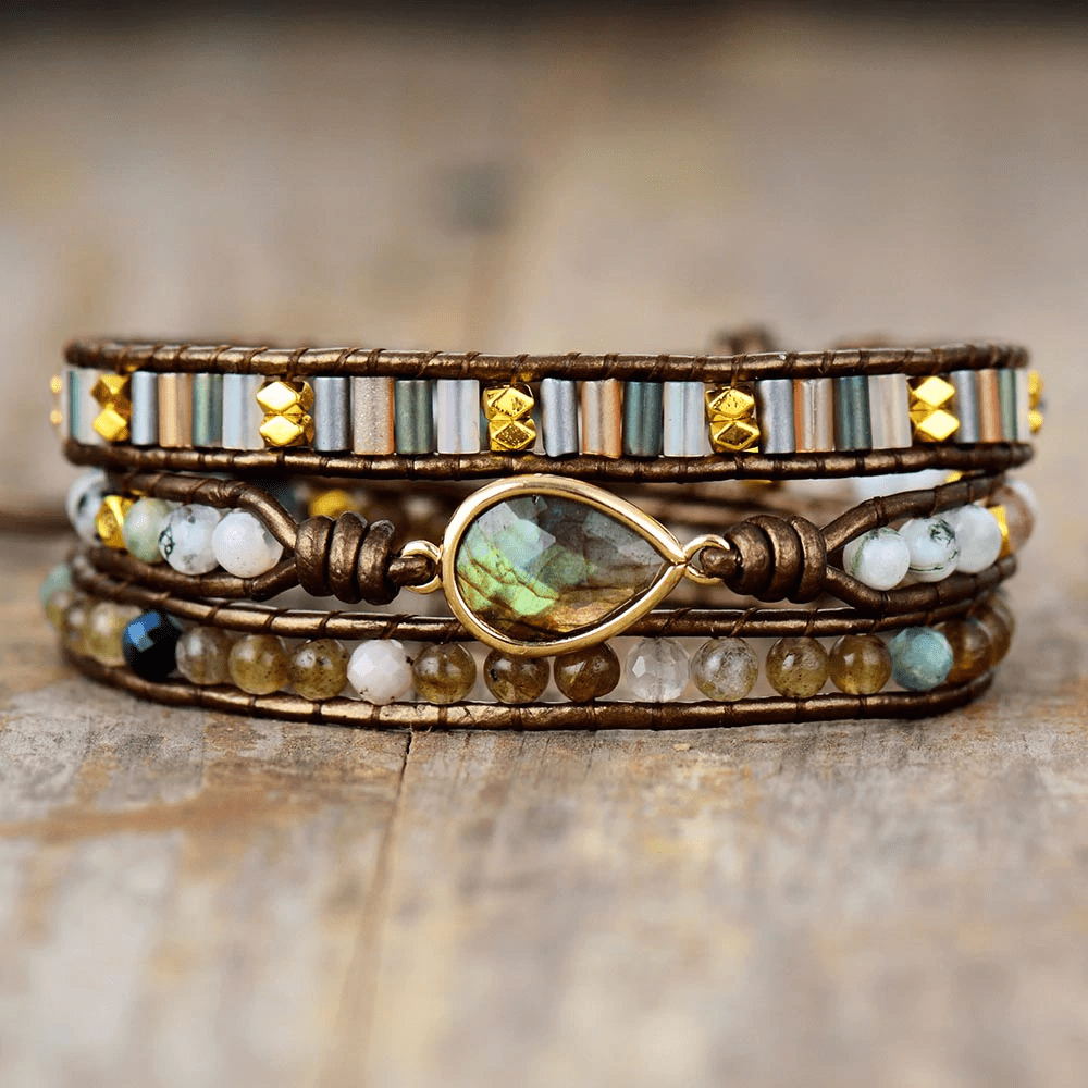 Khalee Samo Labradorit-Schutz-Wickelarmband | BOHO | 100% Handgemacht