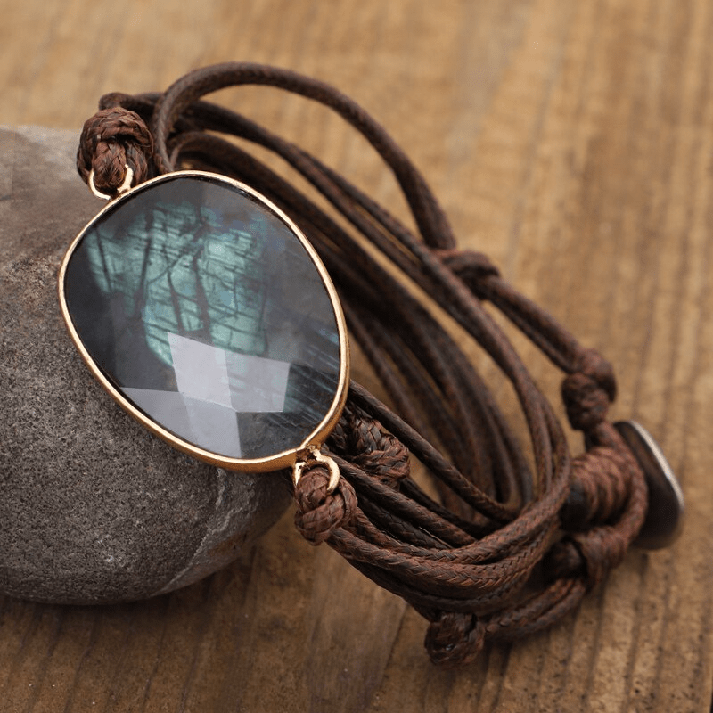 Khalee Samo Labradorit Seil-Wickelarmband | Boho | 100% Handgemacht