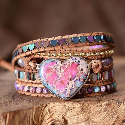 Liebesschutz Jaspis Wickelarmband | Boho