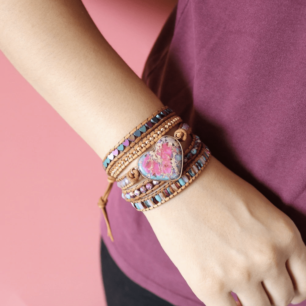 Liebesschutz Jaspis Wickelarmband | Boho