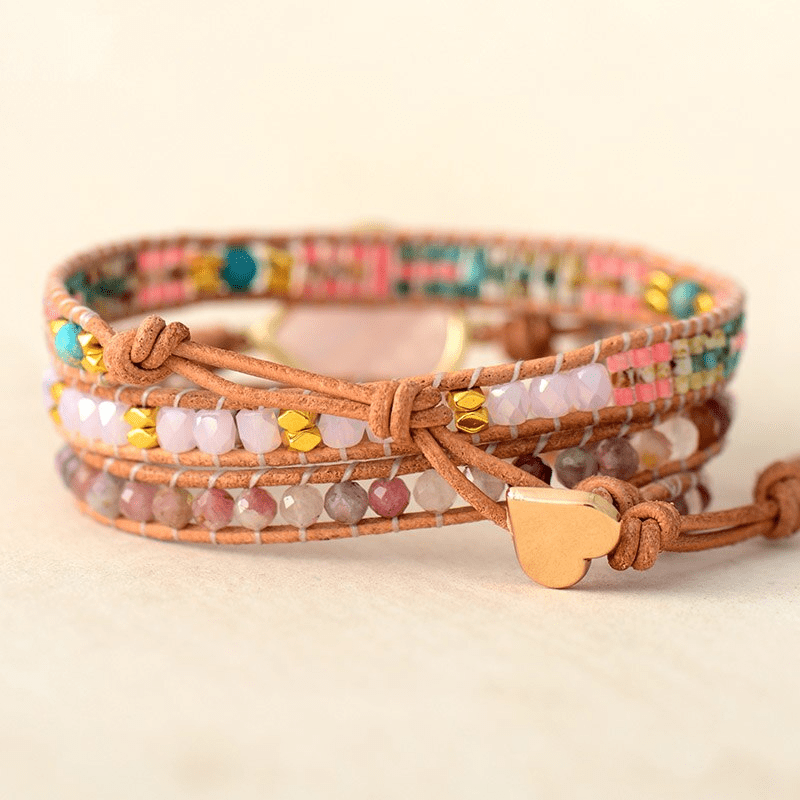 Khalee Samo Rosenquarz Liebe-Armband | Boho | 100% Handgemacht