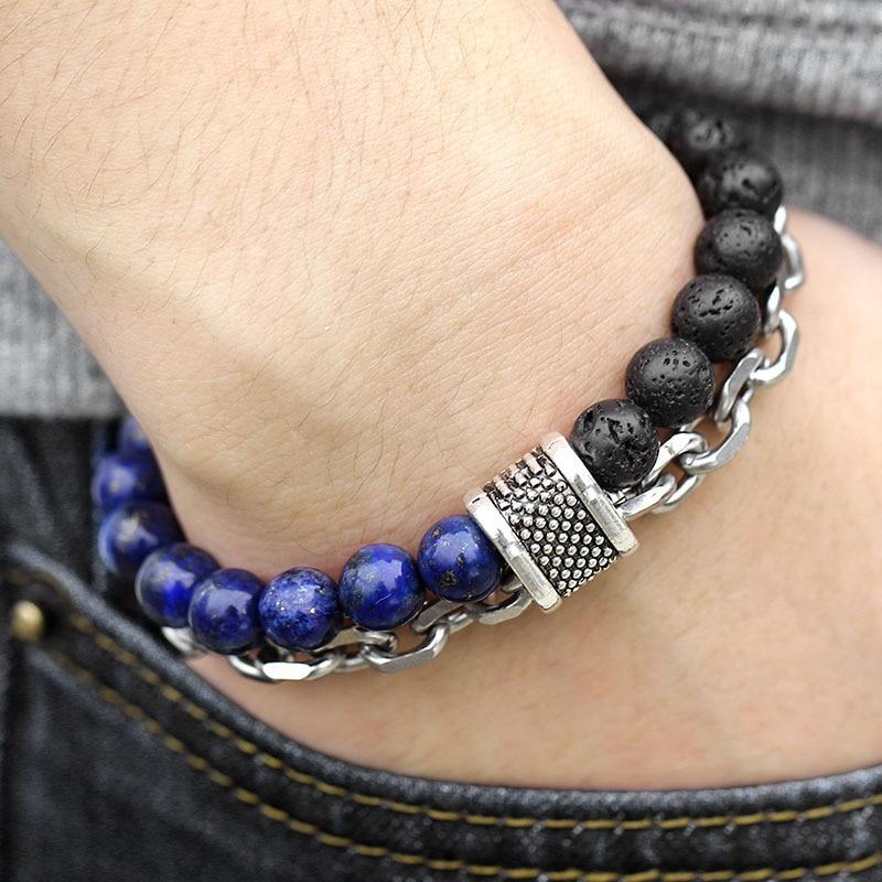 Bracelet chaîne lapis lazuli « Celui Profond » | Bohème | Élégant | Pour des hommes