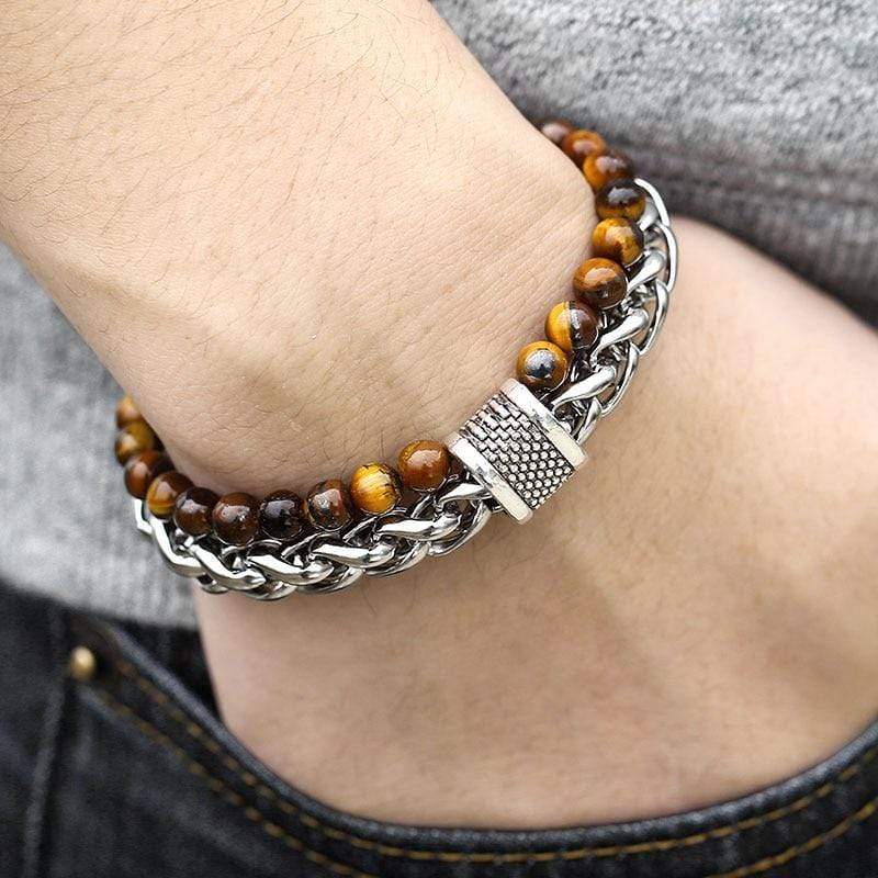 Tigerauge Kettenarmband "Der Krieger" | Boho | Elegant | Herren